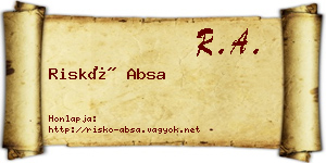 Riskó Absa névjegykártya